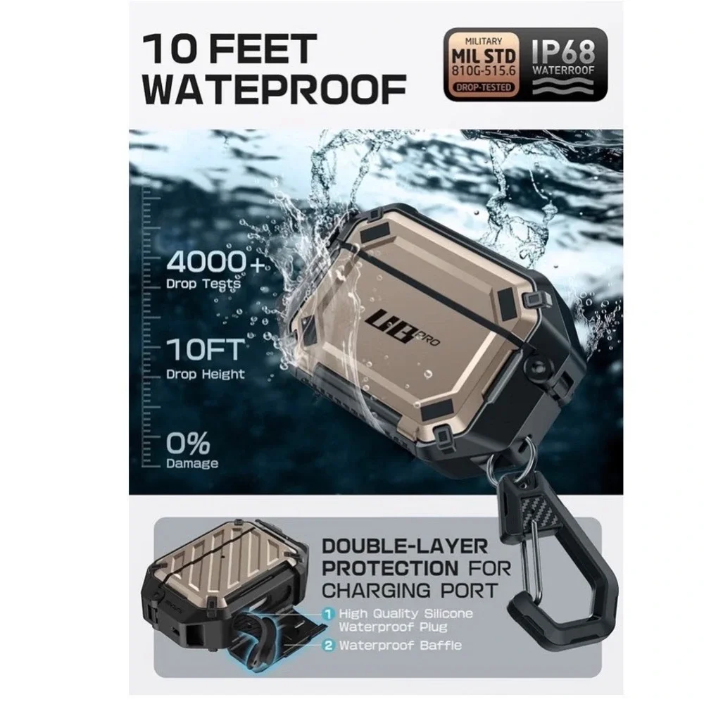 SUPCASE AirPods Pro 3 Case UB Pro MagSafe Waterproof Lock Carabiner Black Gray